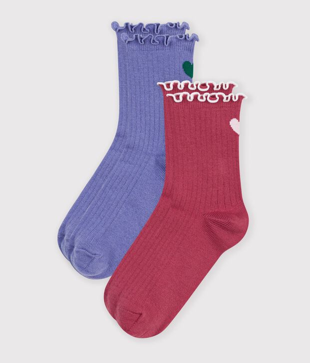 2er-Set Kinder-Socken aus Baumwolle mit Herzmotiv vielfarbig