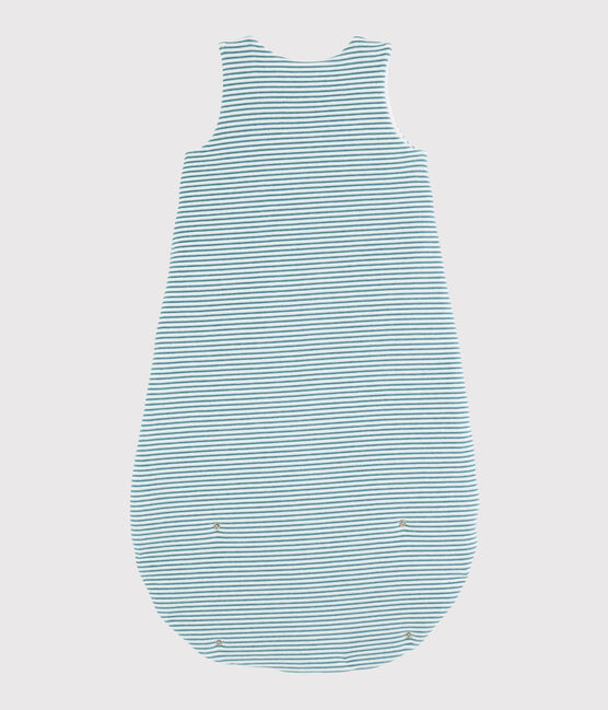 Gestreifter Baby-Schlafsack aus Rippstrick weiss MARSHMALLOW/ BRUME
