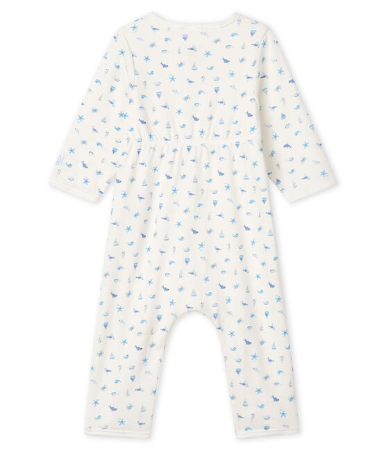 Bodyjama ohne Füße aus Rippstrick für Babys weiss MARSHMALLOW/weiss MULTICO
