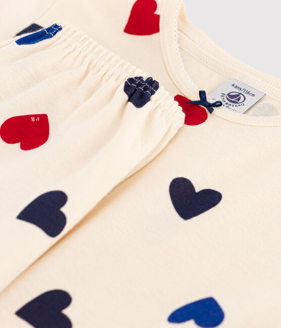 Kinder-Kurzpyjama aus Baumwolle mit Herzmuster für Mädchen weiss AVALANCHE/ MULTICO