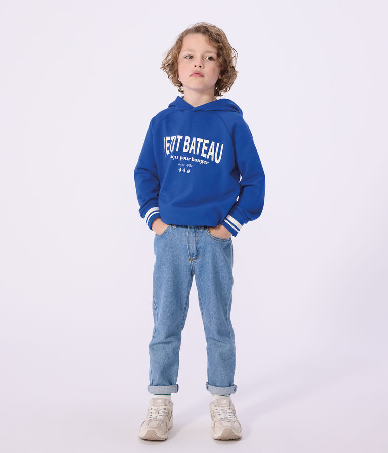 Kinder-Kapuzensweatshirt aus Baumwolle blau PERSE