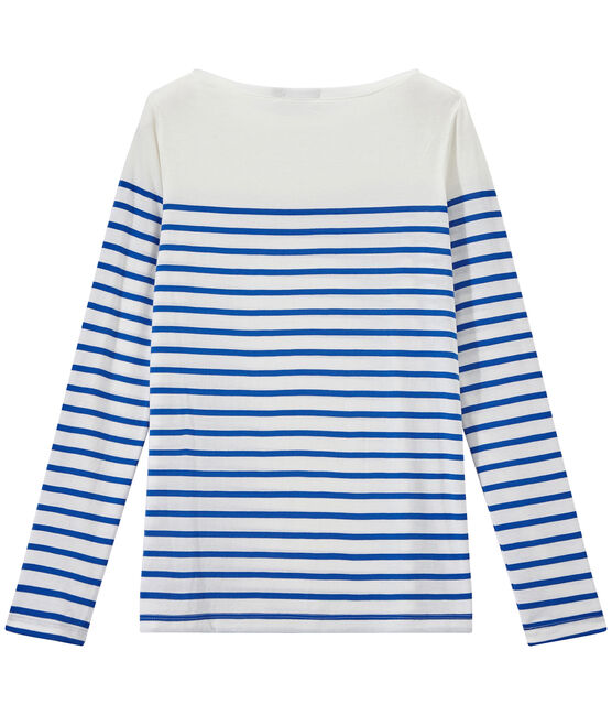 Gestreiftes Damen-Langarmshirt weiss MARSHMALLOW/blau PERSE