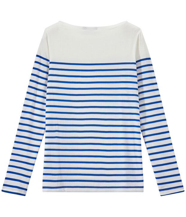 Gestreiftes Damen-Langarmshirt weiss/blau