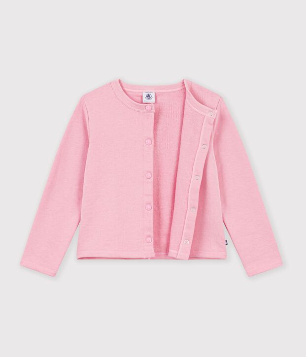 Kinder-Cardigan aus einfarbiger Baumwolle rosa