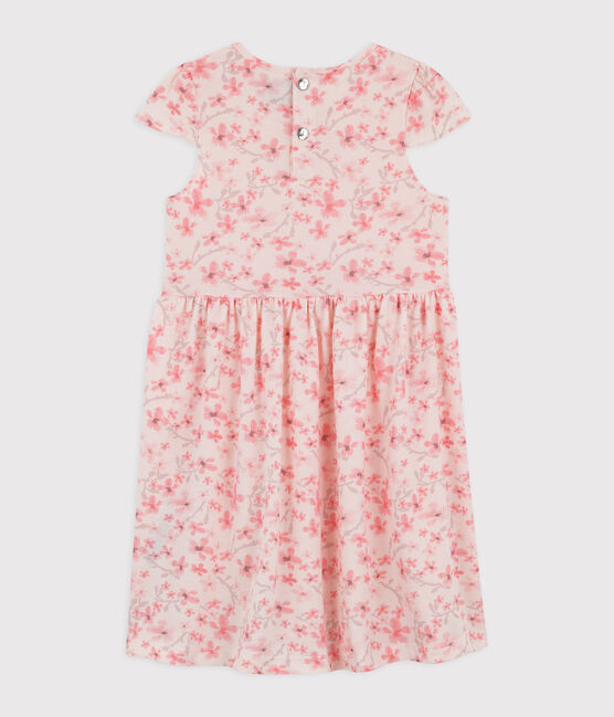 Kinder-Festtagskleid aus Jersey-Pikee für Mädchen rosa FLEUR/weiss MULTICO