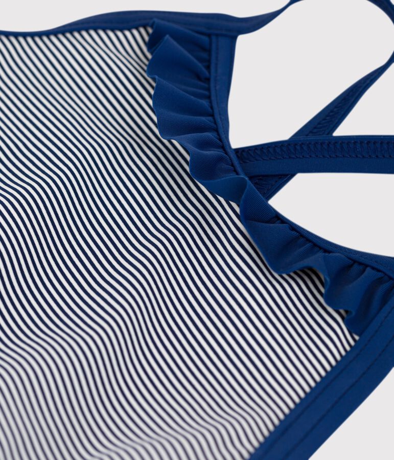 Kinder-Badeanzug f&uuml;r M&auml;dchen blau/weiss