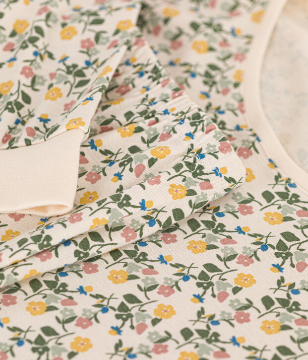 Damen-Pyjama aus Baumwolle mit Blumenmuster naturfarben/vielfarbig