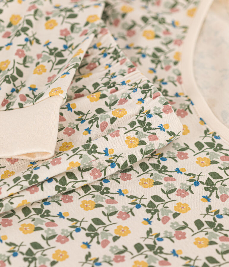 Damen-Pyjama aus Baumwolle mit Blumenmuster naturfarben/vielfarbig