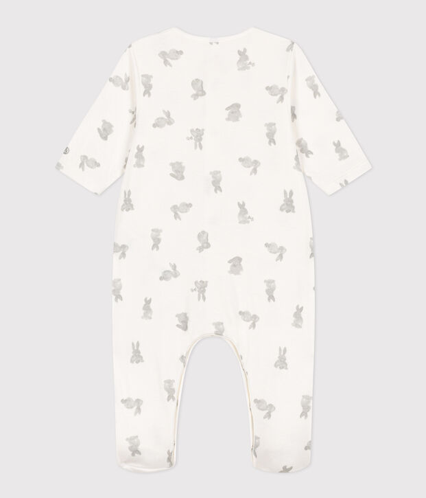 Baby Schlafanzug aus Doppeljersey, mit H&auml;schenmotiv weiss/grau