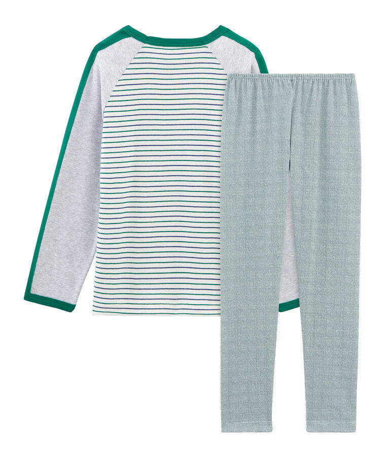 Rippstrick-Pyjama f&uuml;r kleine Jungen weiss MARSHMALLOW/weiss MULTICO