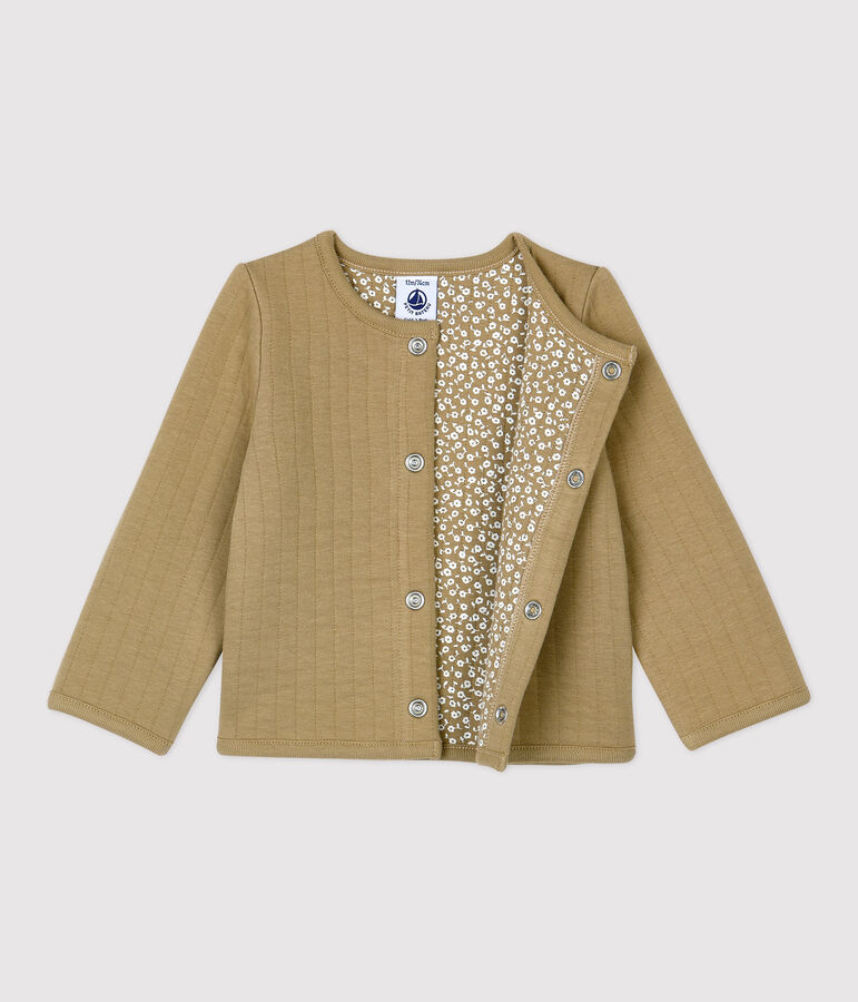 Baby-Cardigan aus gestepptem Doppeljersey. beige