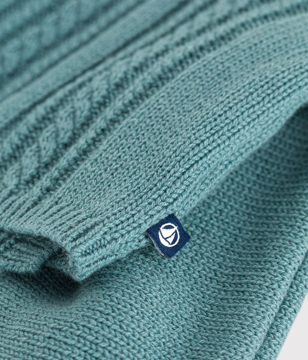 Baby-Cardigan aus Wolle und Baumwolle gr&uuml;n