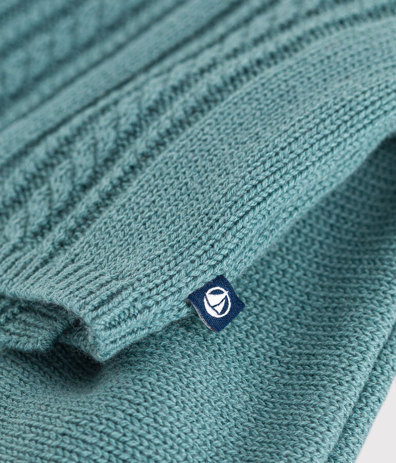 Baby-Cardigan aus Wolle und Baumwolle gr&uuml;n PAUL