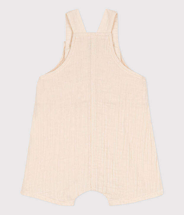 Kurze Baby-Latzhose aus Musselin naturfarben