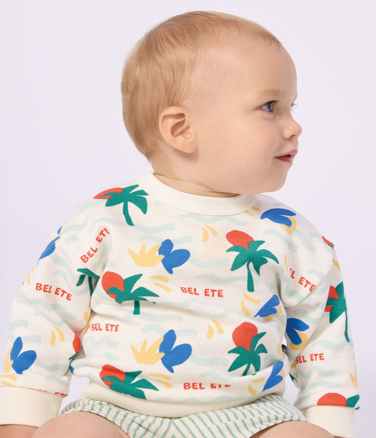Baby-Kapuzensweatshirt aus gemusterter Baumwolle naturfarben/vielfarbig