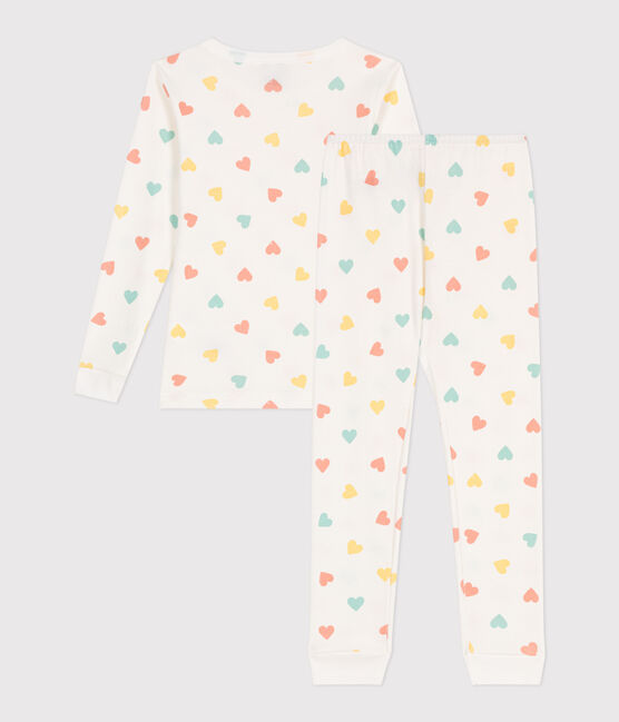 Sehr taillierter Kinderpyjama aus bedruckter Baumwolle weiss MARSHMALLOW/weiss MULTICO