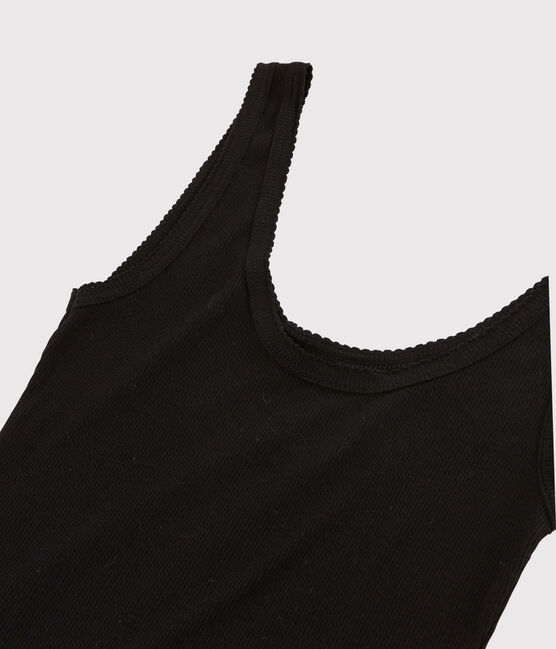 Damen-Tanktop aus Wolle und Baumwolle schwarz NOIR