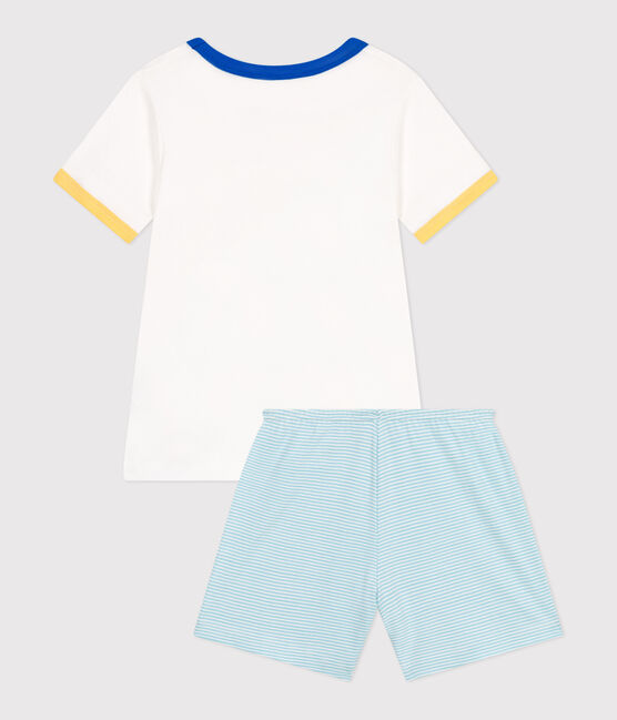 Kinder-Kurzpyjama aus Baumwolle weiss MARSHMALLOW/weiss MULTICO