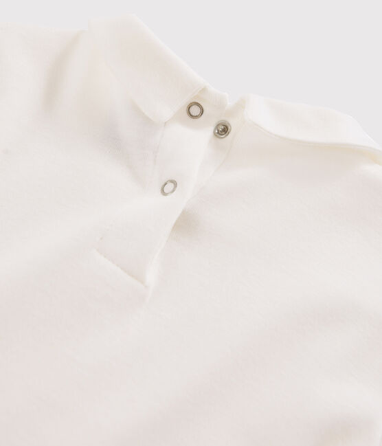 T-Shirt für Mädchen mit Bubikragen weiss MARSHMALLOW