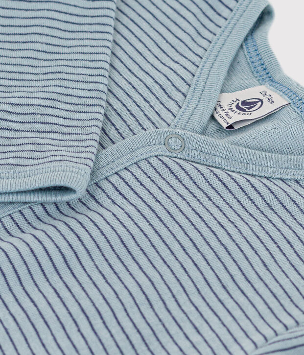 Gestreifter Strampler aus Doppeljersey blau/blau/blau