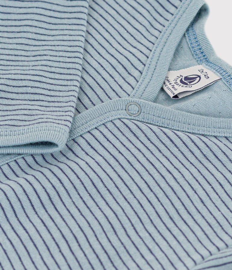 Gestreifter Strampler aus Doppeljersey blau/blau/blau