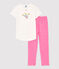 Kurzärmeliger Kinderpyjama aus Baumwolle für Mädchen rosa PETAL/weiss MARSHMALLOW