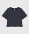 Damen-T-Shirt LE BOXY aus Baumwolle blau SMOKING/weiss MARSHMALLOW