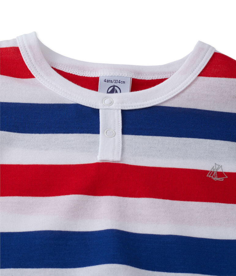 Pyjacourt gar&ccedil;on en jersey ray&eacute; weiss ECUME/blau SOURCE/ ECUME