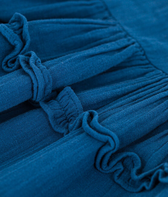 Kurzärmeliges Kleid aus Musselin für Kinder/Mädchen blau INCOGNITO