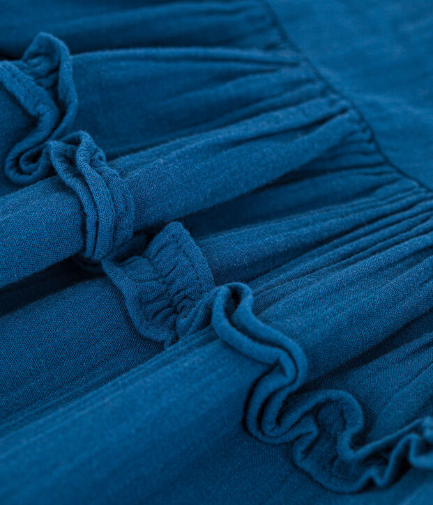 Kurz&auml;rmeliges Kleid aus Musselin f&uuml;r Kinder/M&auml;dchen blau