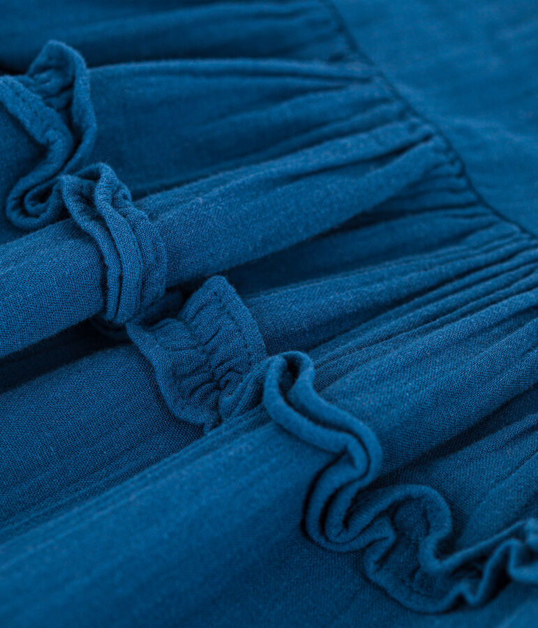 Kurz&auml;rmeliges Kleid aus Musselin f&uuml;r Kinder/M&auml;dchen blau
