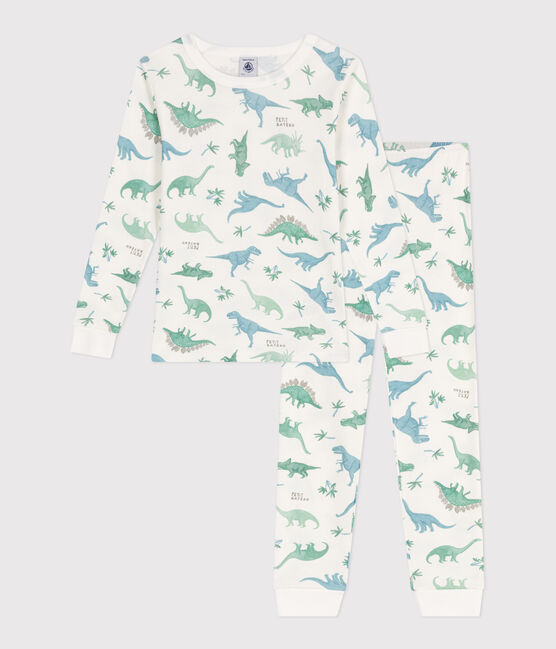 Sehr taillierter Kinderpyjama aus bedruckter Baumwolle  weiss MARSHMALLOW/weiss MULTICO
