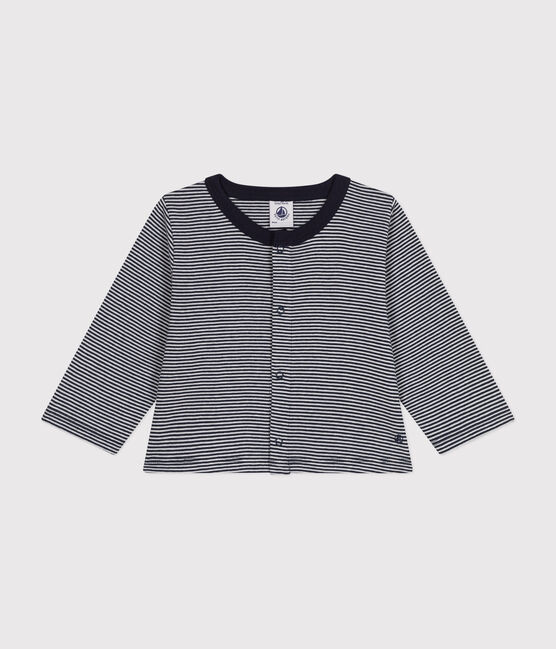 Baby-Cardigan aus gestreiftem Doppeljersey blau SMOKING/weiss MARSHMALLOW