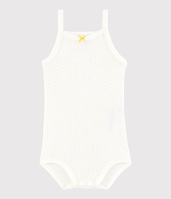 Baby-Trägerbody Mädchen weiss MARSHMALLOW/rosa CHARME