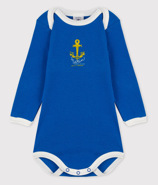Langärmliger Baby-Body für Mädchen blau RUISSEAU