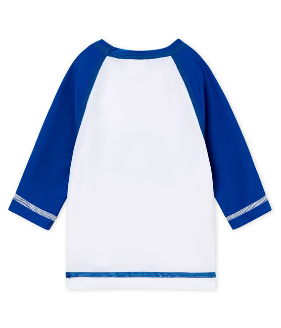 Langärmeliges sonnenschutz-baby-t-shirt unisex weiss MARSHMALLOW/blau RIYADH