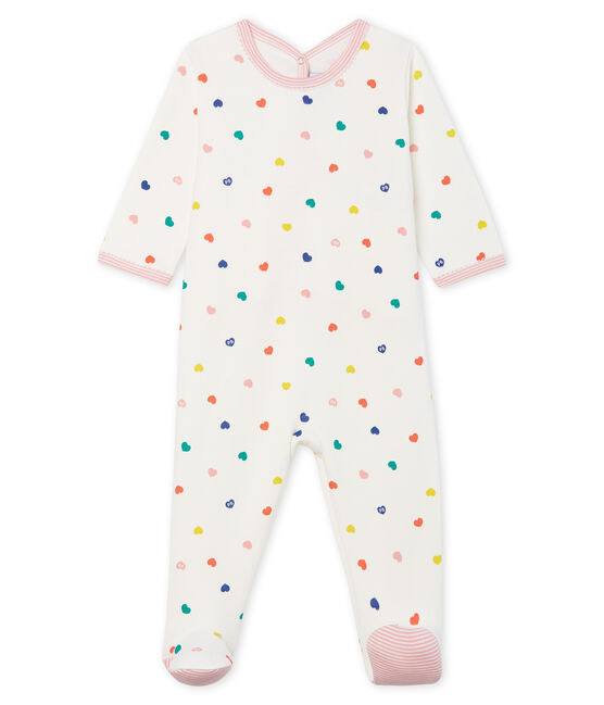 Baby-Strampler aus Molton für Mädchen weiss MARSHMALLOW/weiss MULTICO