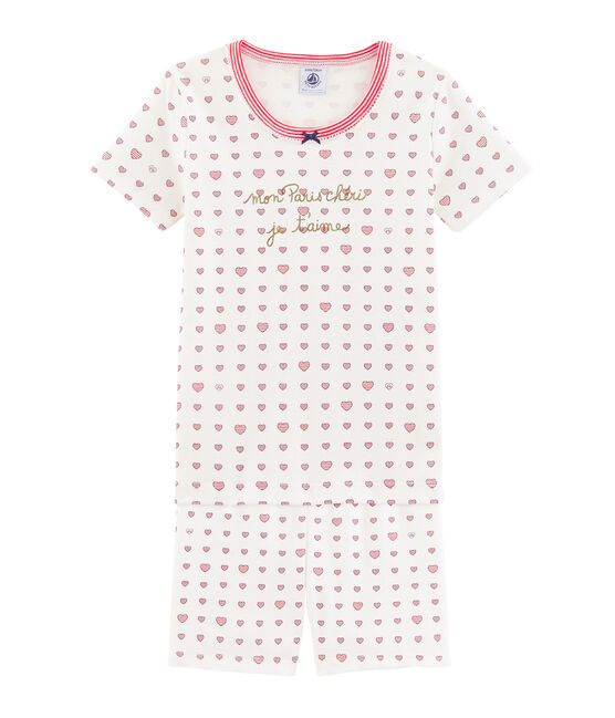 Kurzpyjama für kleine Mädchen weiss MARSHMALLOW/weiss MULTICO