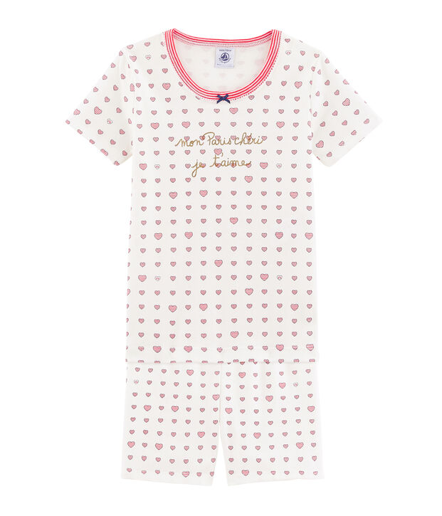 Kurzpyjama f&uuml;r kleine M&auml;dchen weiss/vielfarbig