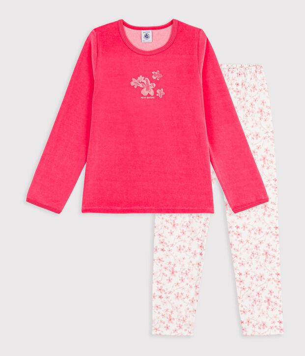 Pyjama  en velours rosa/vielfarbig