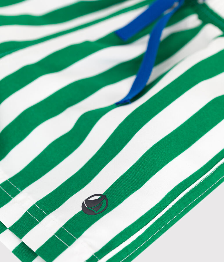 Baby-Badeshorts mit Streifenmuster weiss/gr&uuml;n