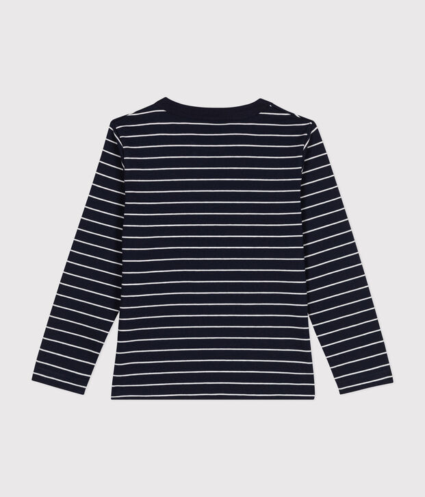 Lang&auml;rmeliges Kinder-T-Shirt aus Baumwolle f&uuml;r Jungen blau/weiss