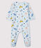 Blauer Baby-Strampler aus Molton mit Tier-Druck blau FRAICHEUR/weiss MULTICO