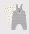 Baby-Set Latzhose und Body aus Baumwolle weiss MARSHMALLOW/blau SMOKING