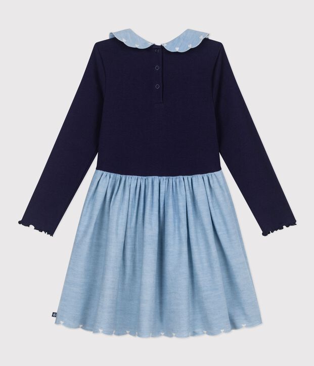 Lang&auml;rmeliges Kinder-Kleid aus zwei Stoffen SOIR
