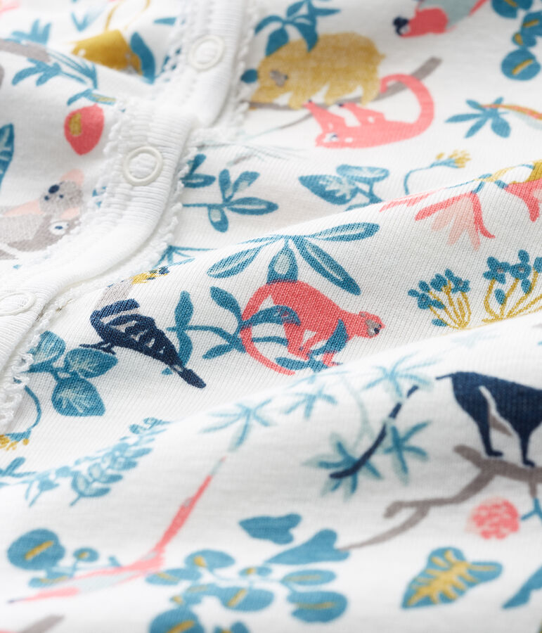 Baby-Strampler in Rippstrick f&uuml;r M&auml;dchen weiss MARSHMALLOW/weiss MULTICO