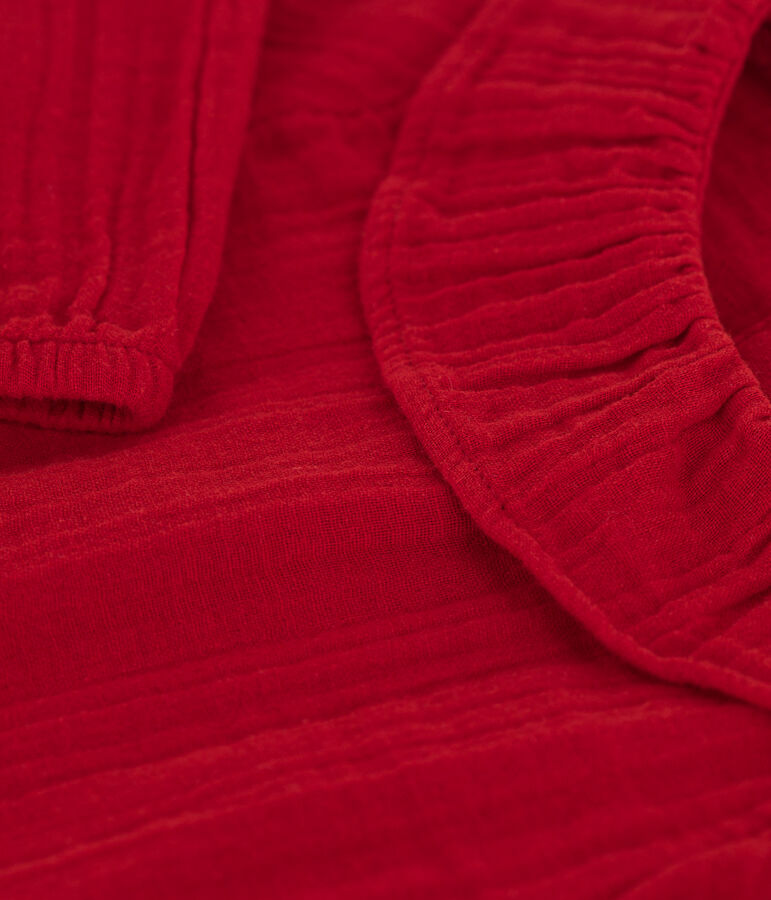 Lang&auml;rmelige Babybluse aus Musselin-Stoff rot