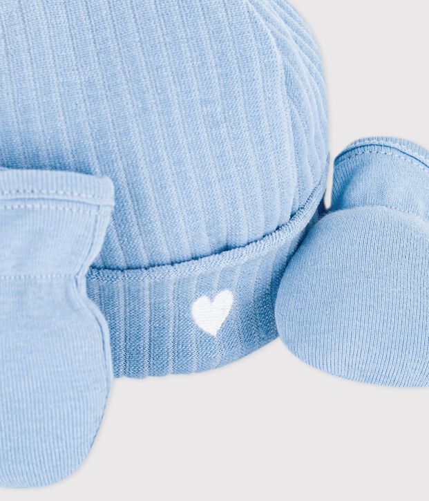 Baby-Set mit M&uuml;tzchen und F&auml;ustlingen aus Baumwolle vielfarbig