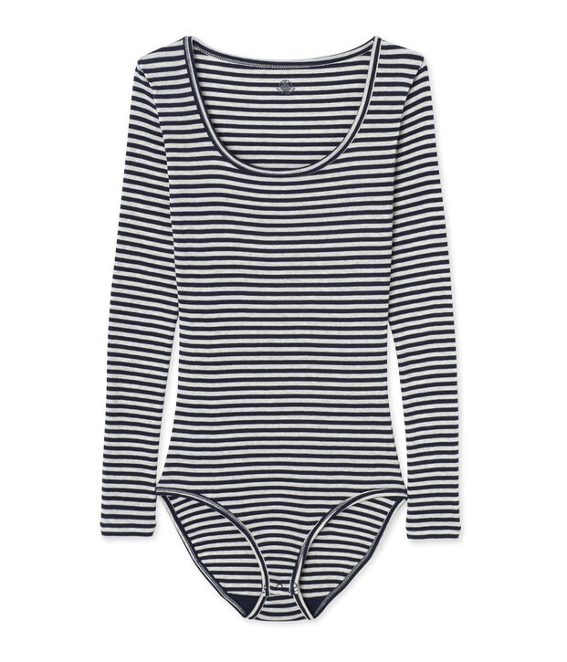 Damen-Body mit &bdquo;Colette&ldquo;-Streifenmuster blau/grau