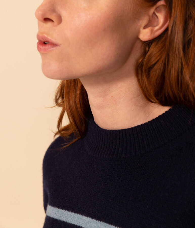 Damenpullover aus Wolle mit Matrosenmuster SMOKING/ AZUL